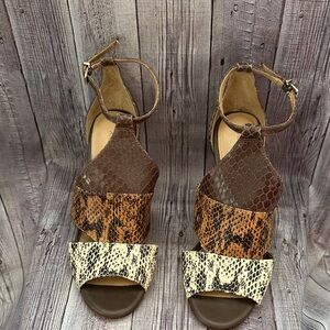 Antonio Melani Woven Snake-Print Multi-Brown Ankle Strap Women’s Heels